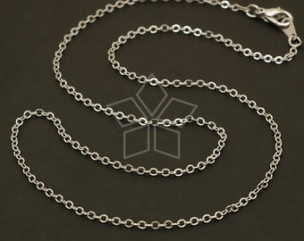 CH-079-OR // 10 Pcs - Chain Necklace with Lobster Clasp (SF235), Diy Necklace Findings, Silver Plated over Brass / 18 inch