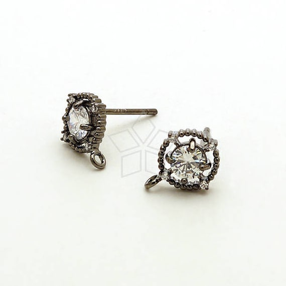 Orecchini A Perno In Argento 925 Con Zirconia Cubica Nera 3-8mm - Seta Regalo Inclusa