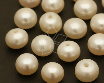 PL-F03-FP / 6 Pcs - (Cream White) Fresh Water Pearl, Half-drilled Button Pearl Earring Findings / 6mm
