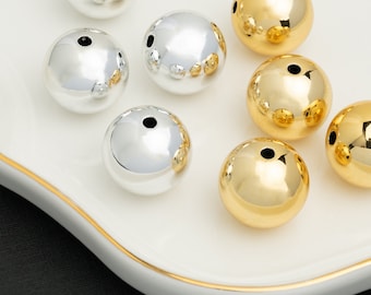 AR398 / 10 Pcs - High Quality Electroplating Brass Ball Spacer 20mm Metallic Round Beads 20mm For Bag Charm Key Chain Making