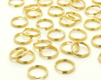 BS-118-GD / 100 Pcs - 6mm  Split Jump Rings - Double Jump Rings, 16K Gold Plated Steel / 23 Gauge(0.8mm)