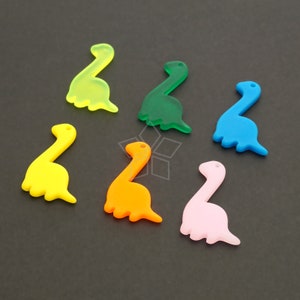 AR-094-OP / 2 Pcs - Dinosaur Pendant, Acrylic Dino Charm, Key Holder Mask Strap DIY Kids Jewelry Making, Choose Color! / 18mm x 26mm