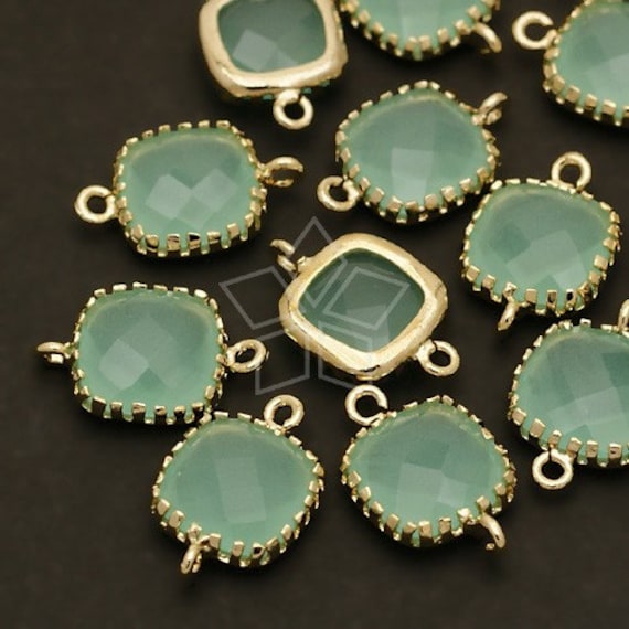 ZC-104-GD / 2個 - クッションカットリムコネクタ（グリーンオパール