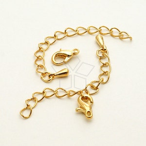 SL-016-GD / 10 set Extender Chains with a Lobster Clasp for Chain Necklace, 16K Gold Plated / 50mm image 1
