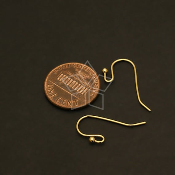 Plain Fish Hook Earwire with Ball, Gold-Plated (36 Pieces)