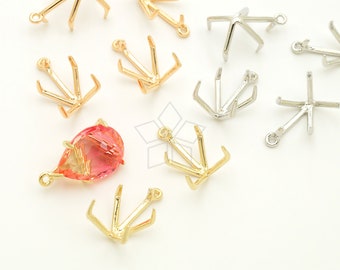 CP-076-OP / 1 Pcs - Claws Prong Settings for 14x10mm Pear Drop Swarovski 4320 Crystal Fancy Stones, DIY Jewelry Findings, Choose Color!