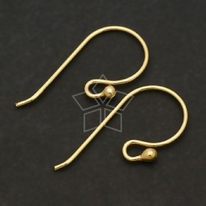 SI-114-GD / 2 pcs - Crochets de boucles d&#39;oreilles en or vermeil sur argent sterling 925, crochets d&#39;oreilles à pointe sphérique, accessoires de boucles d&#39;oreilles crochets / 18 x 13 mm