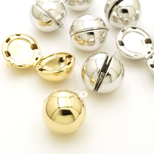 PD-2028-OP / 1 Pcs - Smooth Big Ball Locket Pendant, Large Sphere Picture Locket Charm, Keepsake Pendant, Choose Color! / 18mm