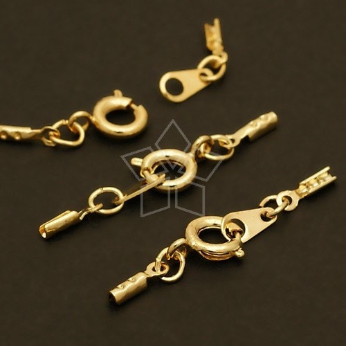 CS-028-GD / 20 Set - SR Clasp with Crimp Cord Ends, 16K Gold Plated over Brass