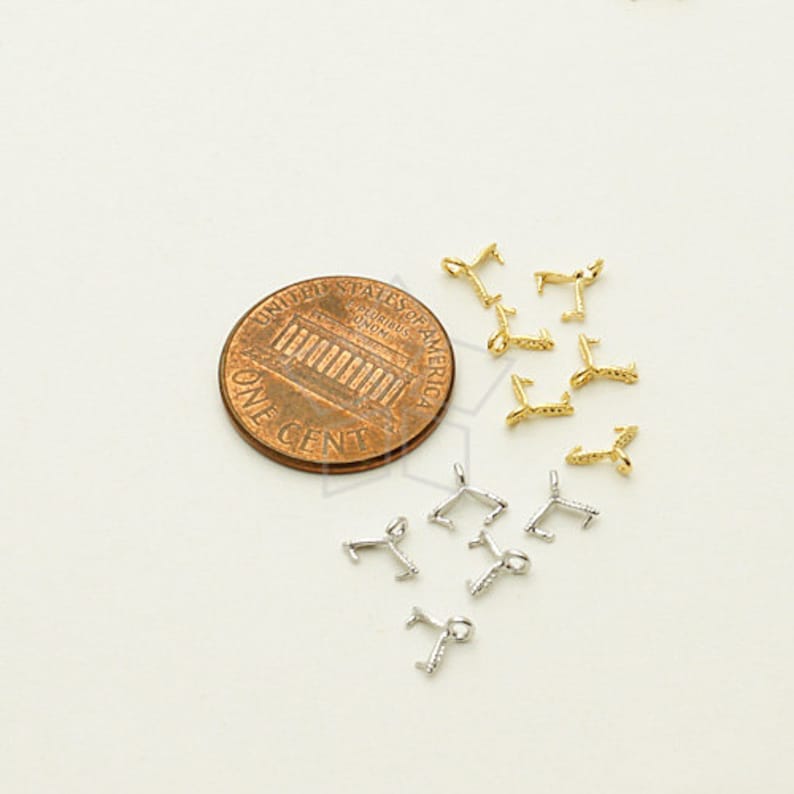 PS-071-GD / 10 Pcs Very Small C-type Pinch Bail Pendant Bail, Jewelry making findings, Gold Plated over Brass / 5.6mm image 2