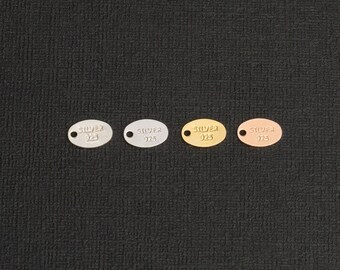 SV-088-OP / 4 st - Minikvalitetsetiketter i 925 sterlingsilver, ovala (stämplade SILVER 925), högpolerade 925 sterlingsilver / 6,9 mm x 4,4 mm