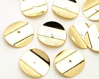 ME-275-GD / 4 Pcs - Thin Bending Disc Spacer, Center Hole Potato Chip Spacer, Wavy Spacer Beads Coin, Gold Plated Curved Coin Spacer / 20mm