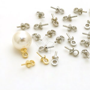 CP-019-OP / 10 Pcs - Simple Bead Cap with Peg, 3mm Cap Charm for Half-Drilled Pearl, Jewelry Making Findings / 3mm