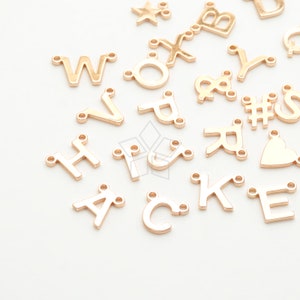IN-843-RG / 1 Pcs - Tiny Sideways Initial Connectors, Mini Rose Gold Alphabet Letter Link, Personalized Capital letter, Choose letters
