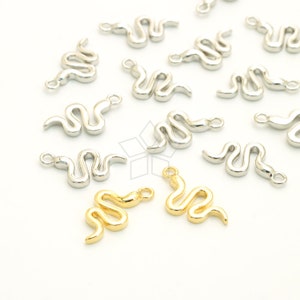 PD-1552-OP / 2 Pcs - Shiny Snake Charm, Tiny Snake Drop Pendant, Reptile Animal Jewelry, Choose Color / 7mm x 13mm