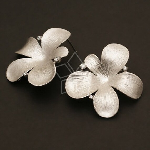 SI-423-MS / 2 Pcs BIG Orchid Floret Earrings Matte Silver | Etsy