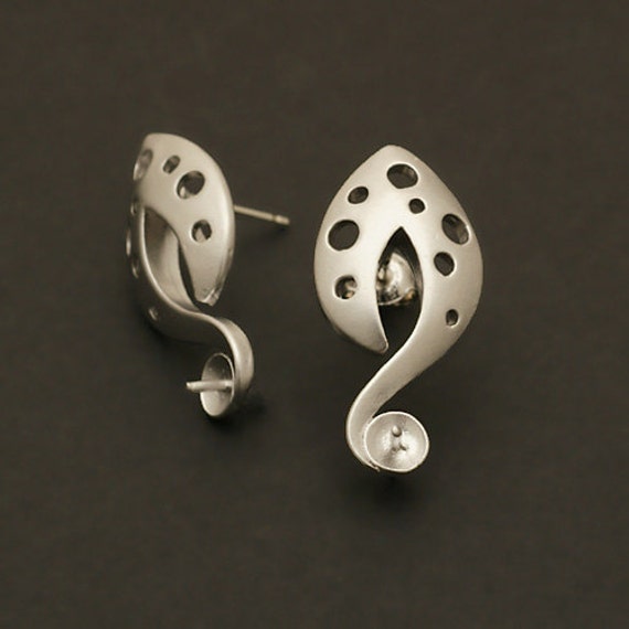 SI-218-MS Pcs C clef Musical Note Earring, Matte Silver Plated DIY  Jewelry Making Findings, 925 Sterling Silver Post 12x24mm