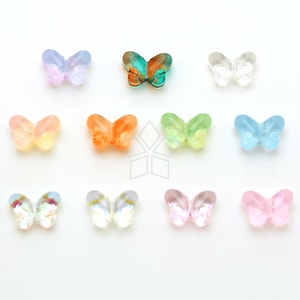 GL47 / 10 pezzi - Perline distanziatrici in vetro a forma di farfalla con foro verticale, perline per la creazione di gioielli, scegli il colore / 14,5 x 10 mm