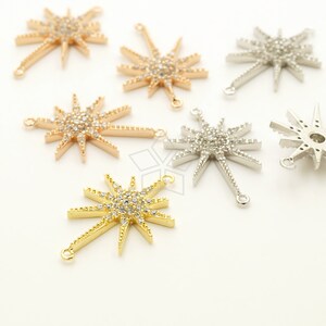 PD-063-OP / 1 pièce - Pendentif connecteur étoile CZ, pendentif étoile du nord, connecteur étoile latérale, couleur au choix ! / 13 mm x 21 mm