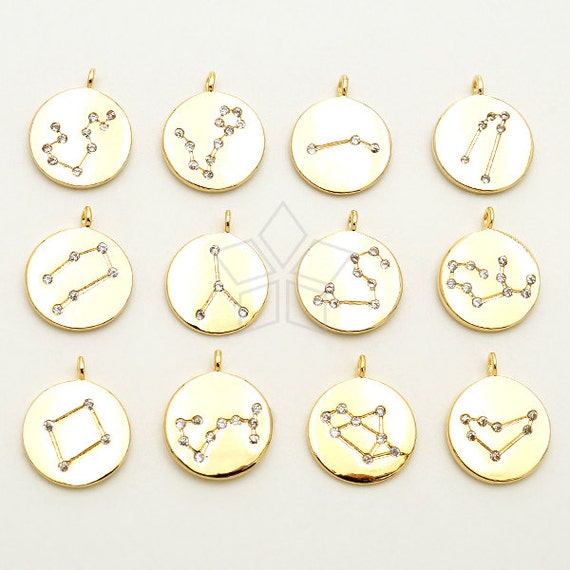 One Of 12 Constellation Zodiac Charms For Jewelry Making Pendant
