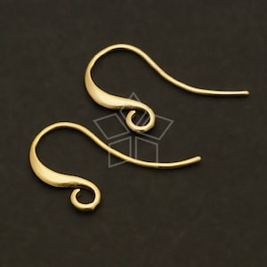 EA-039-MG / 6 Pcs - Simple Line Hook Ear Wires, Earrings Findings, Matte Gold Plated over Brass / 17mm x 13mm