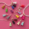 XD-1616-OP / 1 Pc - Teddy Bear Pendant with Necklace Bail, Gummy Bear Acrylic 3D Assorted Colored Charms / 11x17mm product logo