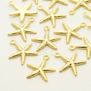 PD-1191-MG / 2 Pz - Pendente Charm Stella Marina Piccola, placcato oro opaco su peltro / 12mm x 13.7mm