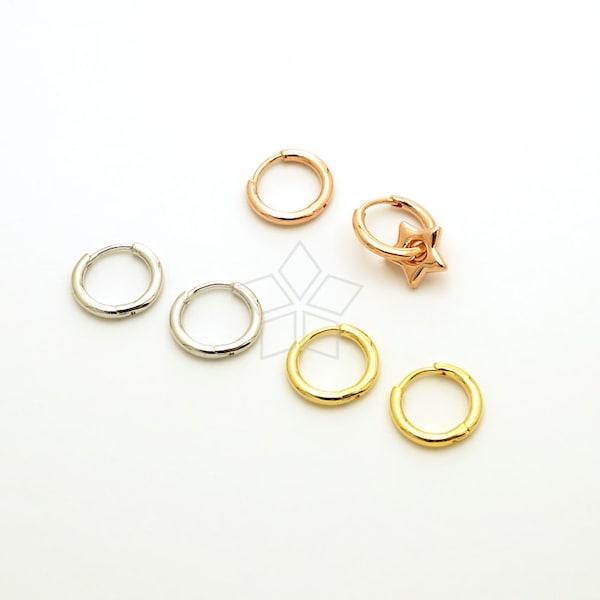 SI-1094-OP / 2 Pcs - Clicker Ring Hoops, Round Circle Ring Hoop Earrings, Plain Ear Hoops, Choose Color! / 14 guage, 12mm