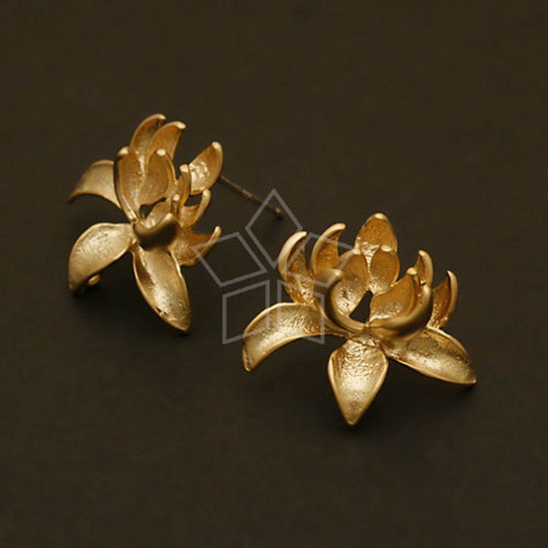 Gold lotus hotsell flower earrings
