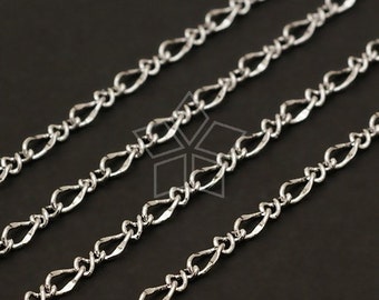 CH-054-OR / 3 meter - Chain Figaro, Necklace Chain Findings, DIY Jewelry Necklace Making, Silver Plated over Brass / 2.9mm