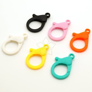 CS-005-OP / 2 Pcs - Pastel Color Big Plastic Lobster Clasp, Handbag Purse Strap Charm Key Chain Snap Hook Clasps, Choose Color / 35mm x 21mm