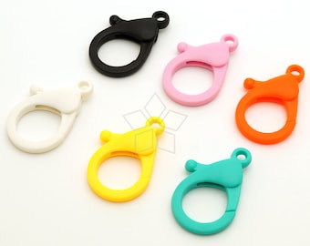 CS-005-OP / 2 Pcs - Pastel Color Big Plastic Lobster Clasp, Handbag Purse Strap Charm Key Chain Snap Hook Clasps, Choose Color / 35mm x 21mm
