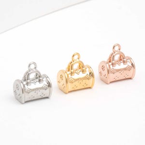 PD-2248-OP / 2 Pcs - Mini Tote Bag Charm | Luxury Style Handbag Charm, Purse Pendant | DIY Jewelry Making Supplies