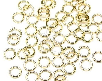 BS-104-GD / 10 Grams - 3mm Jump Rings, Metal Open Jump Rings, Unsoldered, Jewelry Finding, 16K Gold Plated Brass / 23 Gauge(0.6mm)