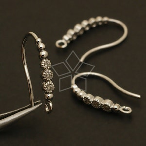 EA-102-OR / 2 Pcs - New Dew Forms (Loop Type) Hook Ear Wires, Rhodium Silver Plated DIY Jewelry Earrings Findings / 18mm