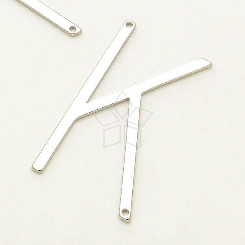 K Sideways Large Initial Pendant for Necklace Silver Plated Brass 20mm x 35mm Upper case Large Letter Pendant IN-776-OR 1 Pcs