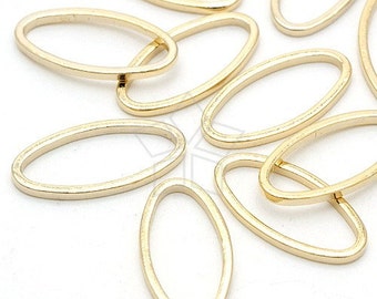 AC-137-GD / 10 Pcs - Oval Ring Link Connector Jewelry Supplies, Gold Plated over Brass / 8mm x 16mm