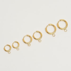 SG281 / 2 pcs - Stainless Steel Hoop Earrings, Gold Plated 6mm 8mm 10mm Hypo-allergenic Surgical Steel Ear Hoops, Jewelry Earring Findings