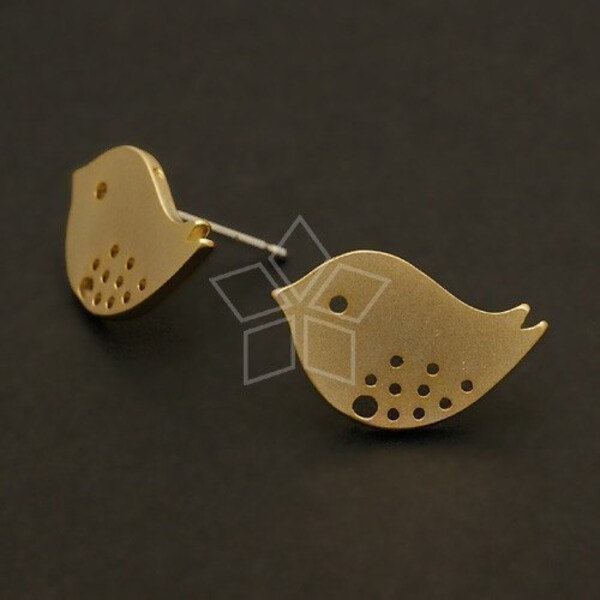 SI-336-MG / 2 Pcs - Skylark Earring Findings, Matte Gold Plated over Brass Body with .925 Sterling Silver Post / 17mm x 10mm