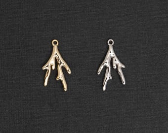 PD-2101-OP / 2 Stück - Mini Korallenriff Anhänger, kleiner Korallenzweig Anhänger, Ozean Strand, Meerestiere, Sommer Schmuckzubehör / 9.7 x 17 mm