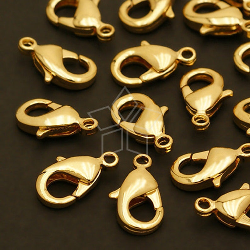 CS030GD / 10 Pcs Solid Brass Lobster Clasp ssize for Etsy