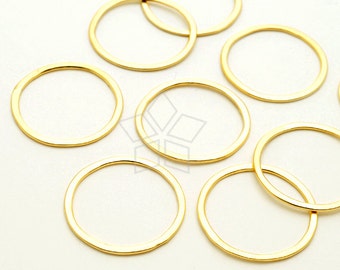 AC-604-MG / 2 Pcs - Hammered Circle Round Ring Connector, Circle Link Charm Jewelry Making Findings, Matte Gold Plated over Brass / 20mm