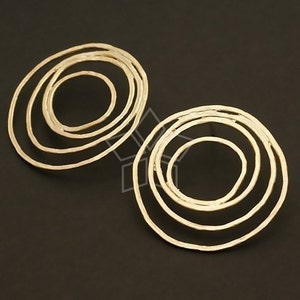 SI-356-MG / 2 Pcs Vintage Hoop Earring Findings, Matte Gold Plated over Brass Body with .925 Sterling Silver Post / 30mm image 1