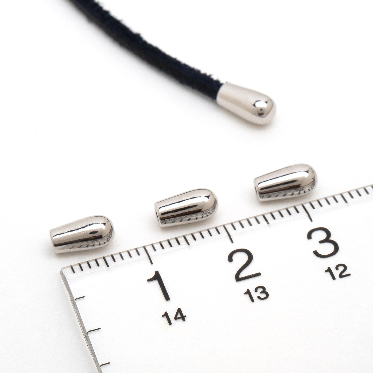 FE-071-OR / 2 Pcs - Tear Drop Shaped Cord End Cap in Rhodium for ...