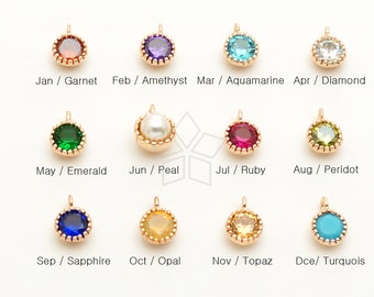 PD-1598-RG / 2 Pcs - Tiny Birthstone Charms, Jan - Dec Rose Gold Bezel CZ Gemstone Pendant, Choose Your Birthstone / 5mm