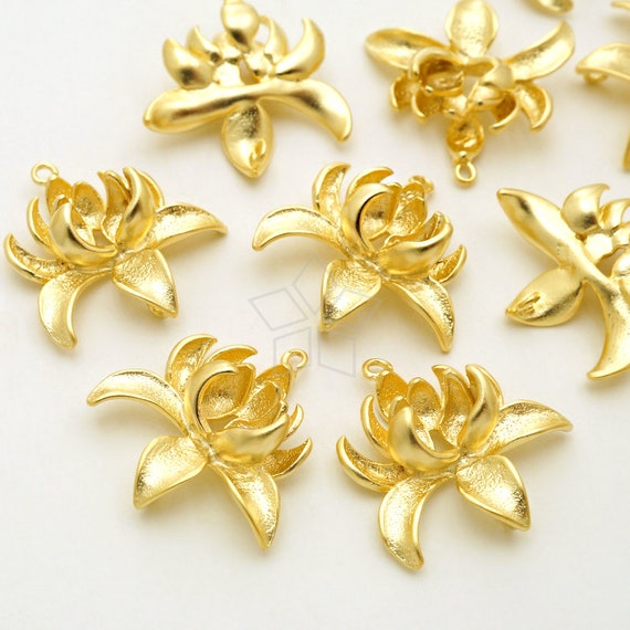 3pcs Lotus 27mm Plated Brass Filigree Flower Silver KC Gold Color Pick