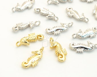 PD-1533-OP / 2 Pcs - Tiny Sea Horse Charm for Jewelry Bracelet Necklace Making, Sea Animal Fish Charms, Choose Color / 5.6 x 13mm