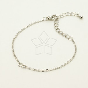 CH-111-OR / 10 Pcs - Chain Bracelet (SF235) with Extender for Sideways Pendant, Silver Plated over Brass / 6.8 inch