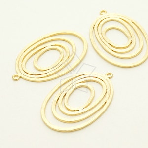 PD-848-MG / 2 Pcs - Multiple Oval Ring Pendant, Matte Gold Plated over Brass / 22mm x 35mm