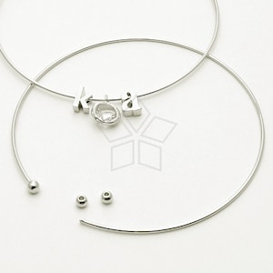 BR-003-OR / 2 Pcs - Memory Wire Ball End Free Size Bracelet (Open Type), Diy Wire Bangle making, Silver Plated Wire Bangle / 0.9mm